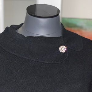 Black vintage Liz Claiborne sweater w/ CZ brooch.